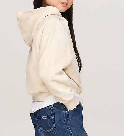 Tommy Hilfiger Hættetrøje - Velour - Script - Heathered Oat