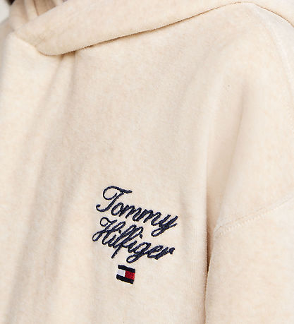 Tommy Hilfiger Hættetrøje - Velour - Script - Heathered Oat