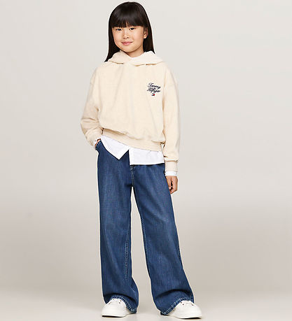 Tommy Hilfiger Hættetrøje - Velour - Script - Heathered Oat