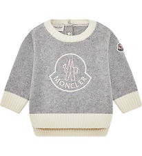 Moncler Bluse - Uld - Gråmeleret/Creme m. Logo