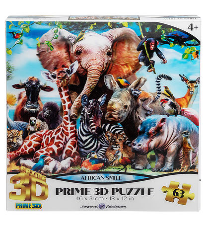 Prime 3D Puzzle Puslespil - 3D - 63 Brikker - African Smile