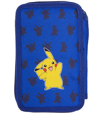 Pokémon Penalhus m. Indhold - Dobbelt - Blå/Gul m. Pikachu