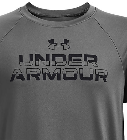 Under Armour T-Shirt - Tech Split Wordmark - Castlerock m. Sort