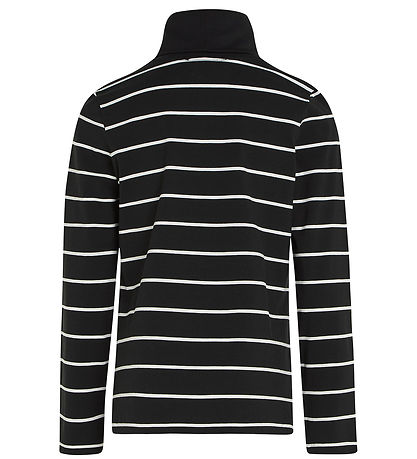Calvin Klein Bluse - Slim Roll Neck - Thin Black Ivory Stripe