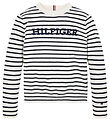 Tommy Hilfiger Bluse - Strik - Monotype - White Base/Blue Stripe