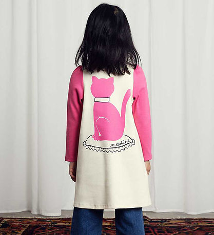 Mini Rodini Kjole - Rib - Cat - Hvid