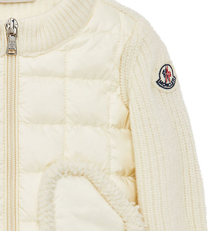 Moncler Cardigan - Uld/Dun - Hvid