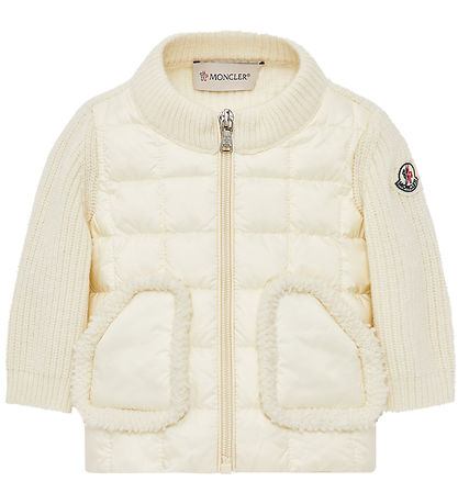 Moncler Cardigan - Uld/Dun - Hvid