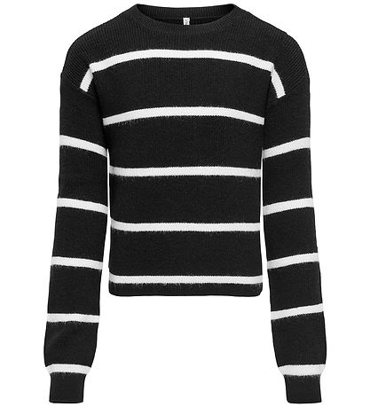 Kids Only Bluse - Strik - KogFranca - Noos - Black/Small Stripe 