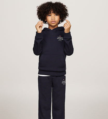 Tommy Hilfiger Hættetrøje - TH Logo Puff - Desert Sky