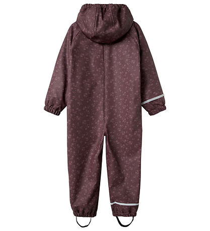 Name It Regndragt m. Fleece - NmfDry10 - Huckleberry m. Blomster
