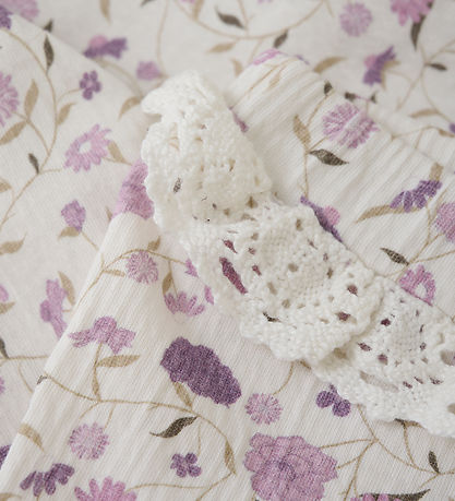 Minymo Leggins - Eggnog/Rosa m. Blomster
