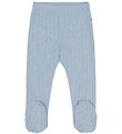 Joha Leggings m. Fødder - Uld/Silke - Støvet Blå