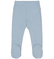 Joha Leggings m. Fødder - Uld/Silke - Støvet Blå