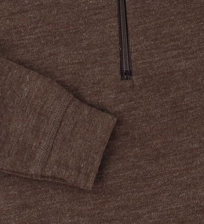 Joha Bluse - Uld - Zipper - Mørkebrun
