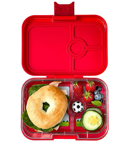 Yumbox Madkasse m. 4 Rum - Bento Panino - Wow Red - Dino Tray