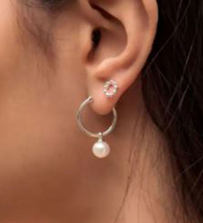 MillaVanilla Øreringe - Perle Hoops - Sølv