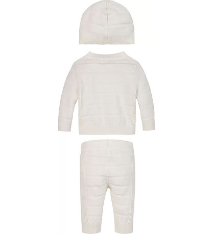 Calvin Klein Sæt - Cardigan/Bukser/Hat - Rib Strik - Ivory