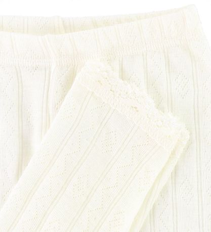 Joha Leggings - Uld/Silke - Råhvid m. Mønster