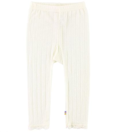 Joha Leggings - Uld/Silke - Råhvid m. Mønster
