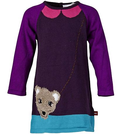 LEGO® Wear Strikkjole - Aubergine m. Bjørn