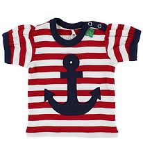 Freds World T-shirt - Rød/Hvidstribet m. Anker