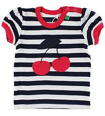 Freds World T-shirt - Navy/Hvidstribet m. Kirsebær