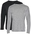 Minymo Bluse - 2er-Pack - Schwarz/Grau Meliert