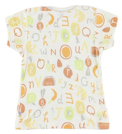 Joha T-Shirt - Bambus - Hvid m. Frugter/Bogstaver