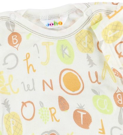 Joha T-Shirt - Bambus - Hvid m. Frugter/Bogstaver