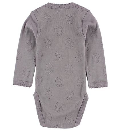 Smallstuff Body L/Æ - Støvet Lilla m. Hulmønster
