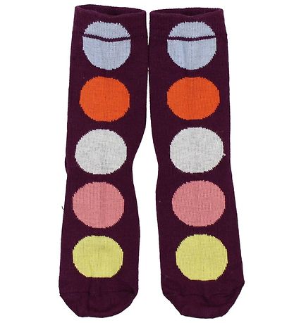 Melton Strømper - Aubergine m. Cirkler