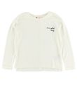 Roxy Bluse - Creme m. Tekst/Knapper