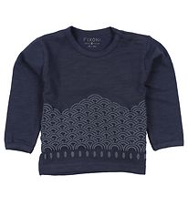Fixoni Bluse - Navy m. Print