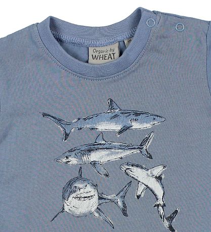 Wheat T-shirt - Støvet Blå m. Hajer