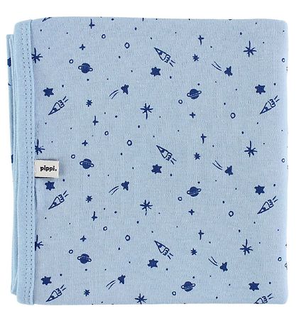 Pippi Tæppe - 70x70 - 2-pak - Navy/Lyseblå m. Traktor/Rummet