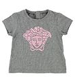 Young Versace T-shirt - Gråmeleret m. Lyserød Medusa