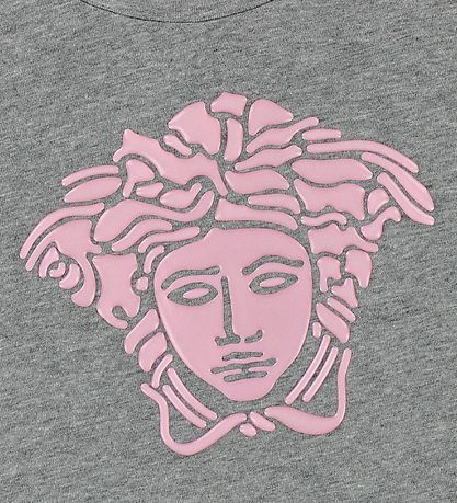 Young Versace T-shirt - Gråmeleret m. Lyserød Medusa