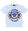 Young Versace T-shirt - Lyseblå m. Logo/Stjerner