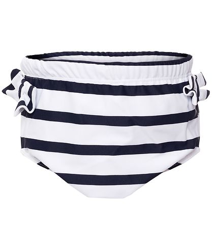 Petit Crabe Blebadebukser - Lea - UV50+ - Hvid/Navystribet