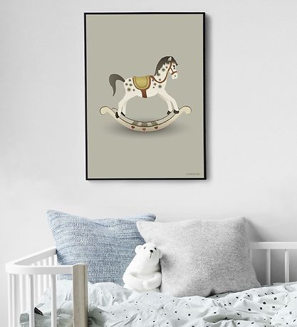Vissevasse Plakat - 30x40 - Rocking Horse - Lysegrå