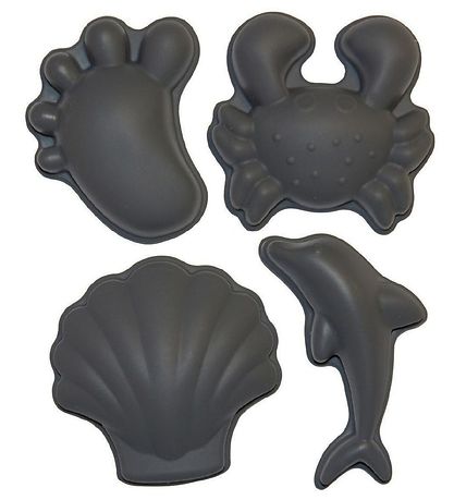 Scrunch Sandforme - 4 stk - Silikone - 6,5-10,5 cm - Mørkegrå