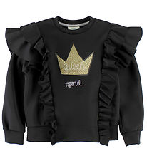 Fendi Kids Bluse - Sort m. Flæser/Guldkrone