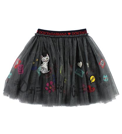 Dolce & Gabbana Tylnederdel - Mørkegrå m. Print/Patches