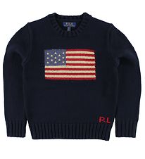 Polo Ralph Lauren Bluse - Strik - Navy m. Flag