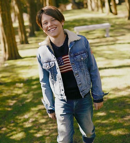 Polo Ralph Lauren Bluse - Strik - Navy m. Flag