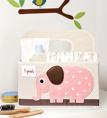 3 Sprouts Opbevaringskurv m. Hank - 25x28x26 - Elefant