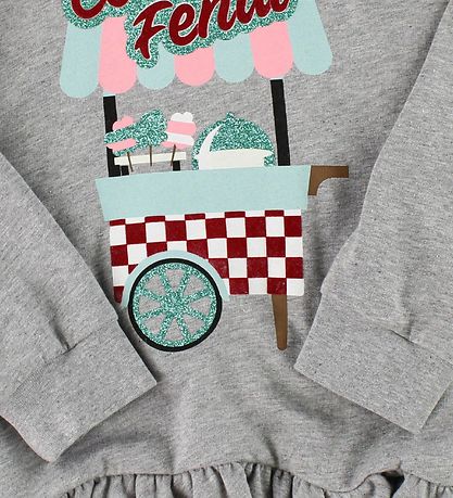 Fendi Kids Kjole - Sweat - Gråmeleret m. Glimmer Print