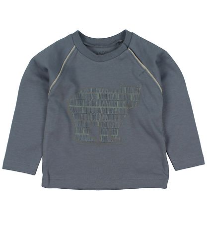 Fixoni Bluse - Støvet Blå m. Print
