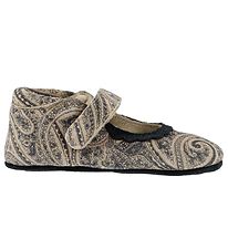 En Fant Ballerina Hjemmesko - Beige m. Mønster/Velcro
